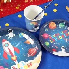 Galaxy-Themed Birthday Party Set – 120 Pcs Dinnerware for 24 Guests Easy Cleanup