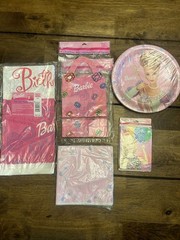 Vintage Barbie Party Supplies Invitations Plates Treat Boxes Tablecloth Napkins