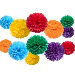 Red Royal Blue White Paper Flower Tissue Pom Poms Party Decorations Supplies