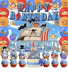 One Piece Theme Birthday Party Supplies Balloons, Banner, Backdrop, Cake Toppers