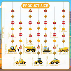 8 Packs Construction Party Banner Decorations Traffic Zone Paper Garland Constru