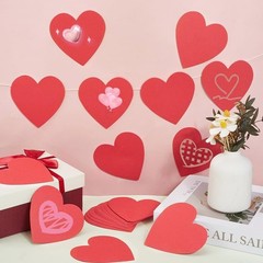50 PCS Red Heart Paper Cut Outs 4 Inch Valentines Day Cutouts Double Tape