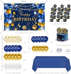 Blue and Gold Birthday Decorations for Men Women, Happy Birthday Decorations …