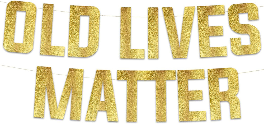 Pre-Strung Funny Birthday Gold Glitter Banner – Funny Retirement Decorations for