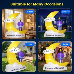 6FT Inflatable Ramadan Moon with LED Lights – Eid Outdoor Decorations