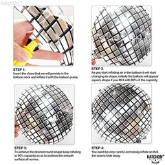 6 Pack 22 Inch Silver Disco Ball Balloons 4D Sphere Mylar Foil Party Decorations