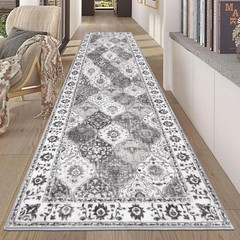 HEBE Hallway Runner Rug 2’8»x8′ Washable 2’8″ x 8′ (Rectangular), Multi-grey