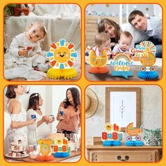12 Pcs Baby Shower Honeycomb Centerpieces Sunshine Rainbow Decorations