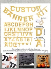 Personalised Banner Custom Letters Symbols Decoration DIY, Welcome Party (Black)