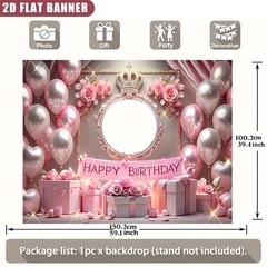 1pc Romantic Background Crown Personalized Birthday Custom Poster Banner Decor♪