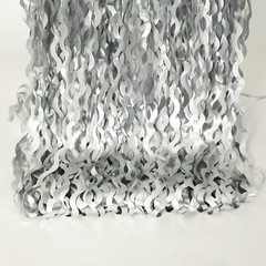 4 Pack 3.3×6.6ft Silver Foil Fringe Backdrop – Wavy Metallic Tinsel Foil Curt…