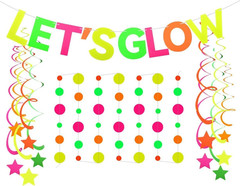 Neon Party Supplies Includes Let’S Glow Banner, round Dot Paper Garland, Neon Sw