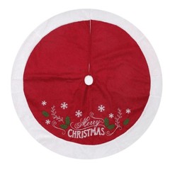 Merry Christmas Letter Print Red Christmas Tree Skirts Soft Thick Non-woven