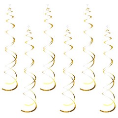 42 PCS Gold Hanging Swirl Party Decorations Foil Streamer Spiral Ceiling Decor