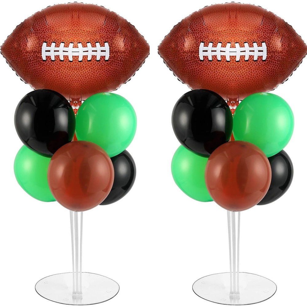 Football Party Balloons Stand Kit 2 Sets with 2 Rugby Ball Foil Balloons Foot…