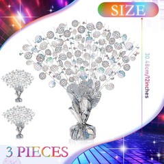 3 Pcs Disco Table Decorations Metallic Gleam Foil Spray Centerpieces Silver D…