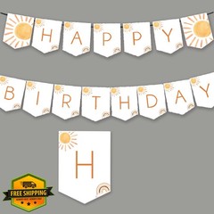 Boho Sun Birthday Banner – First Trip, Around The Sun, Boho Hippie Sunshine, …