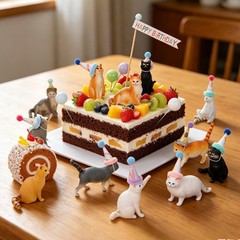 36 Pcs Cat Cake Toppers Figurine Hat Birthday Party Decorations with Cat Figu…