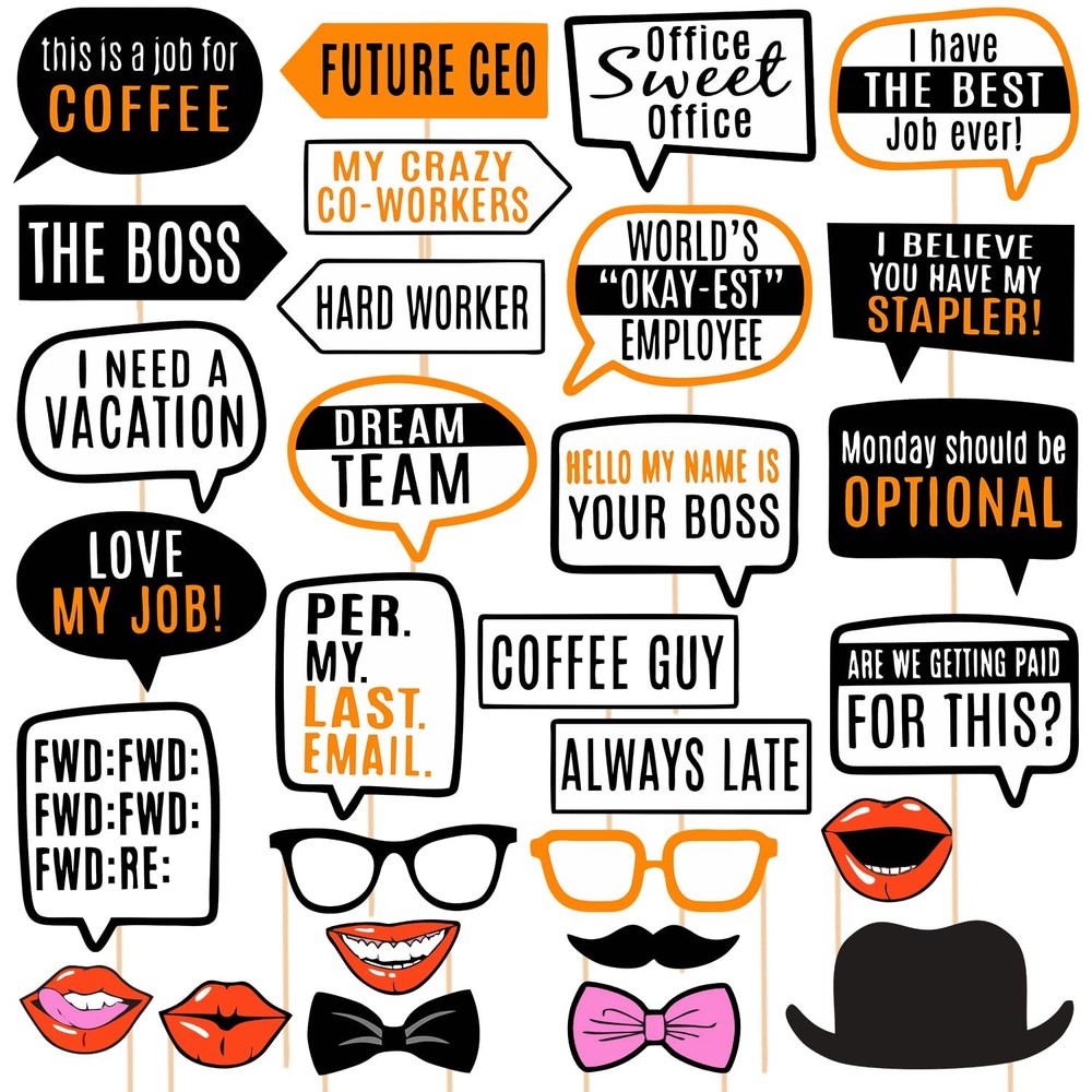 29 pcs Office Photo Booth Props, Funny Adult Work Party Props for Office Cele…