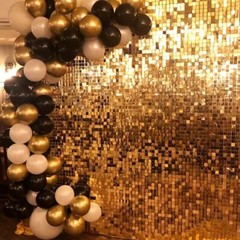 Champagne Gold Shimmer Wall Panels 10 Pcs Wall Backdrop Square Sequins