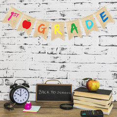 1St Grade Banner Burlap for Back to School Decorations | Happy First Day of Scho