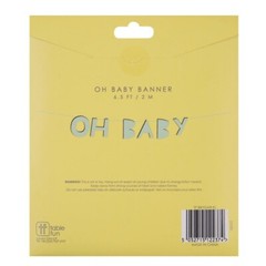 Table Fun Oh Baby Banner 6.5 Ft. New In Package Mint Green Paper White Ribbon