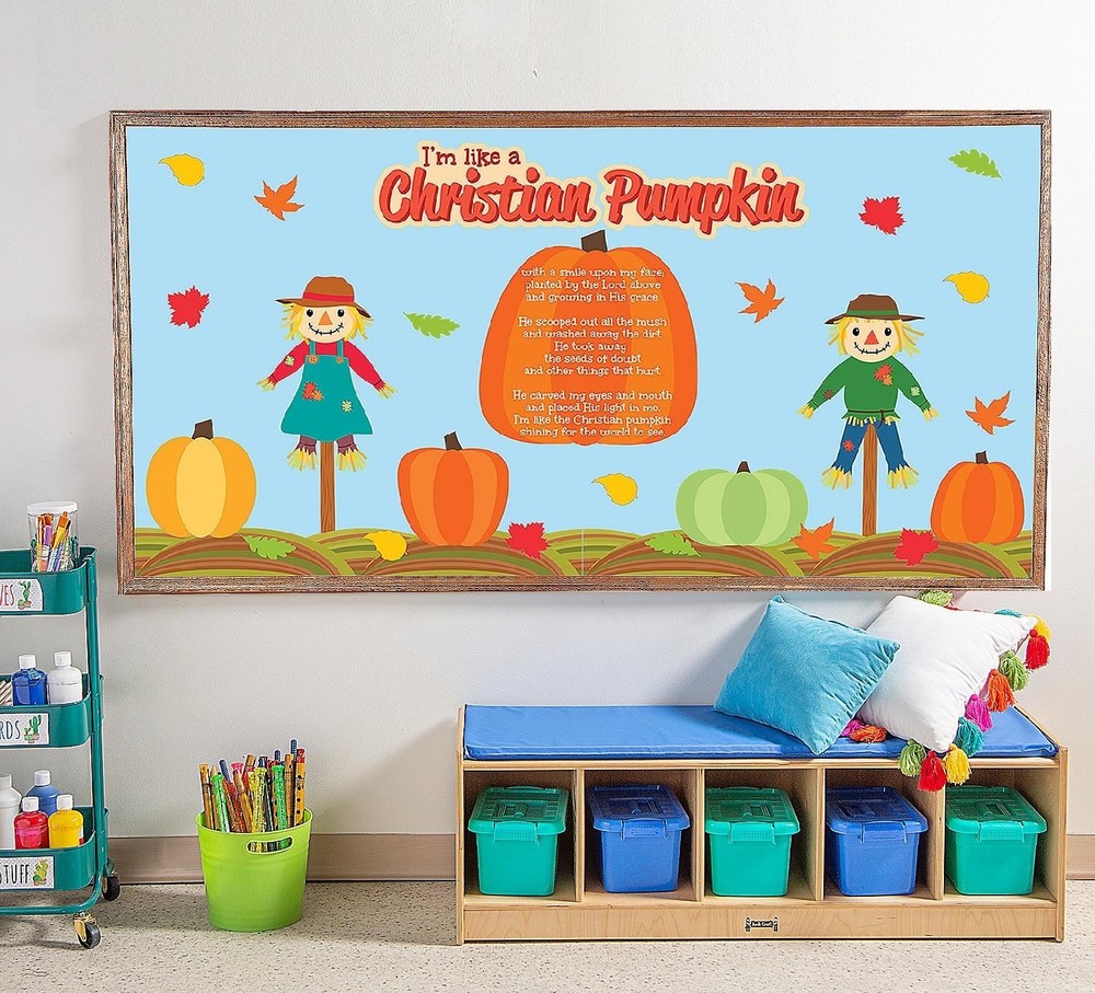 Like a Christian Pumpkin Religious Fall Scarecrow Scene Bulletin Board Set #052