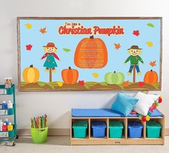 Like a Christian Pumpkin Religious Fall Scarecrow Scene Bulletin Board Set #052