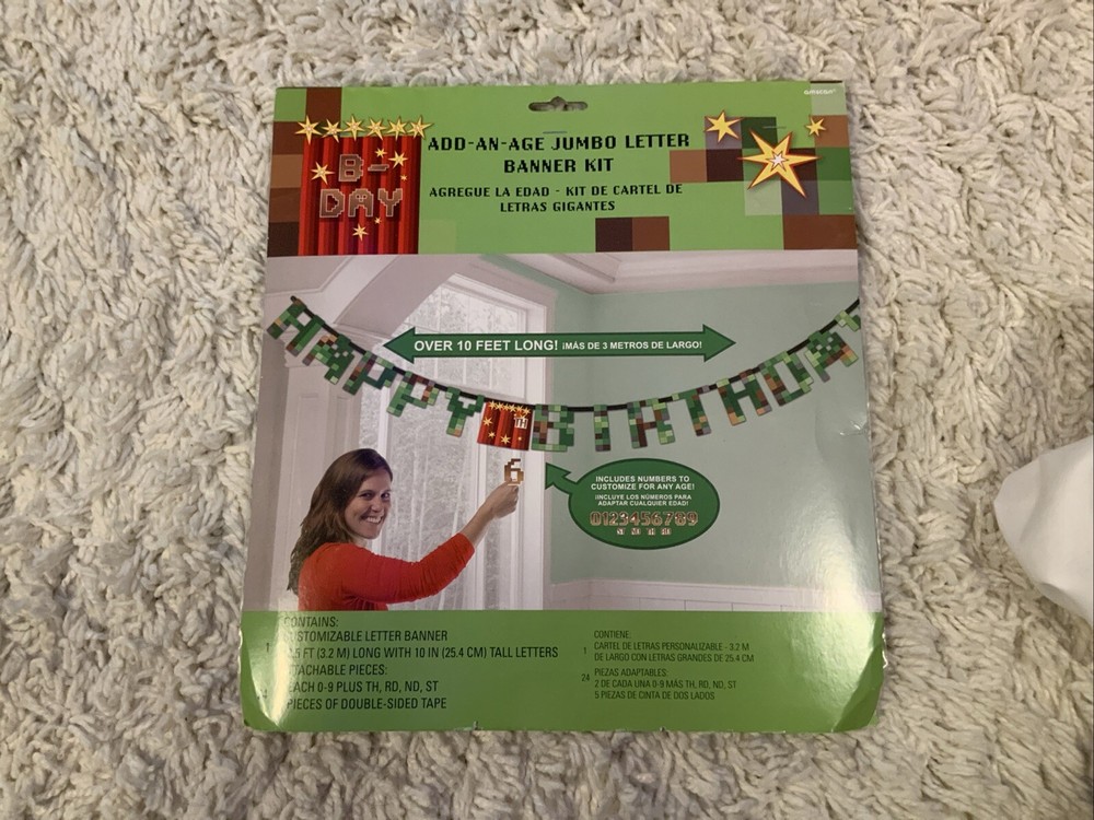 Mincraft Birthday Banner 10 Feet Long