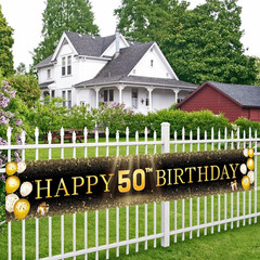Black & Gold 50Th Birthday Banner Decorations – Extra Large 118″X20″ Reusable Ya