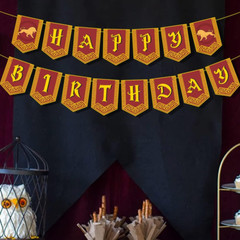 Happy Birthday Decorations Banner Pre-Strung Magic Wizard School Party Banner Wi