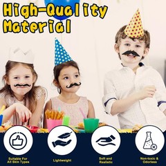 62PCS Fake Mustache, 18 Designs Self-Adhesive Fake Mustaches, Novelty Hairy F…