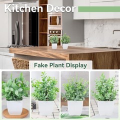 Der Rose 4 Pack Fake Plants Mini Artificial Greenery Potted for 4-grey