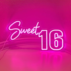 Sweet 16 Party Decorations Neon Sign, Sixteen 16th Birthday Decorations Gift for
