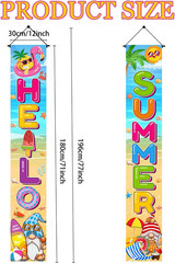 Summer Party Decorations Porch Sign, 71″ X 12″ Hello Summer Banner for Office In