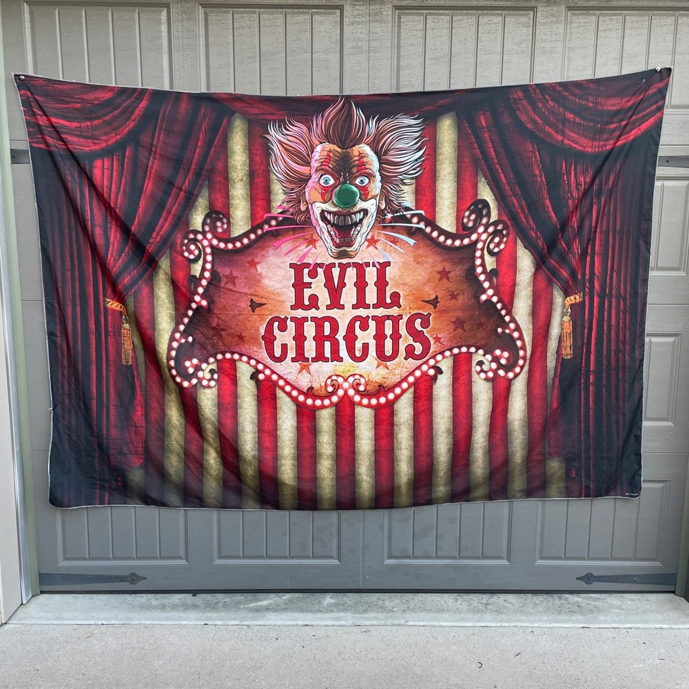 Evil Circus Backdrop Party Photography Birthday Scary Clown Fright Fest Hallowee