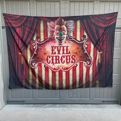 Evil Circus Backdrop Party Photography Birthday Scary Clown Fright Fest Hallowee