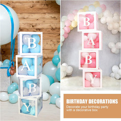 Thickened 5 Pcs White Transparent Balloon Boxes with 78 Letters & Numbers for Cu