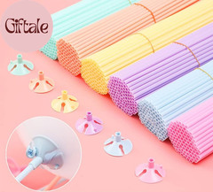 100 Pcs 13Inch Plastic Colorful Balloon Sticks Holders and Cups for Party, Weddi