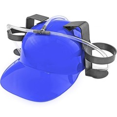 Beer Soda Guzzler Helmet Drinking Party Hat, Blue