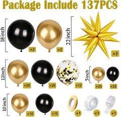 Black and Gold Birthday Decorations for Men Women, Black and Gold Party Decorati