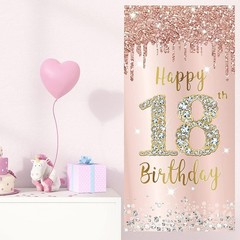 Eye-Catching 18th Birthday Door Sign – Pink Rose Gold with Stars & Diamonds