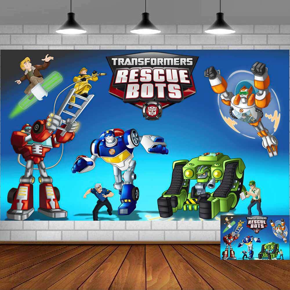 Transformers Rescue Bots Party Decor Party Supplies Backdrop Banner Boys 5x3ft
