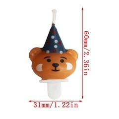 yyangz 4PCS Cute Cartoon Bear with Birthday Hat Candles Set for White