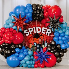 ALL-IN-1 Spider Balloon Arch Kit with BONUS Starburst for Spidy Birthday Deco…