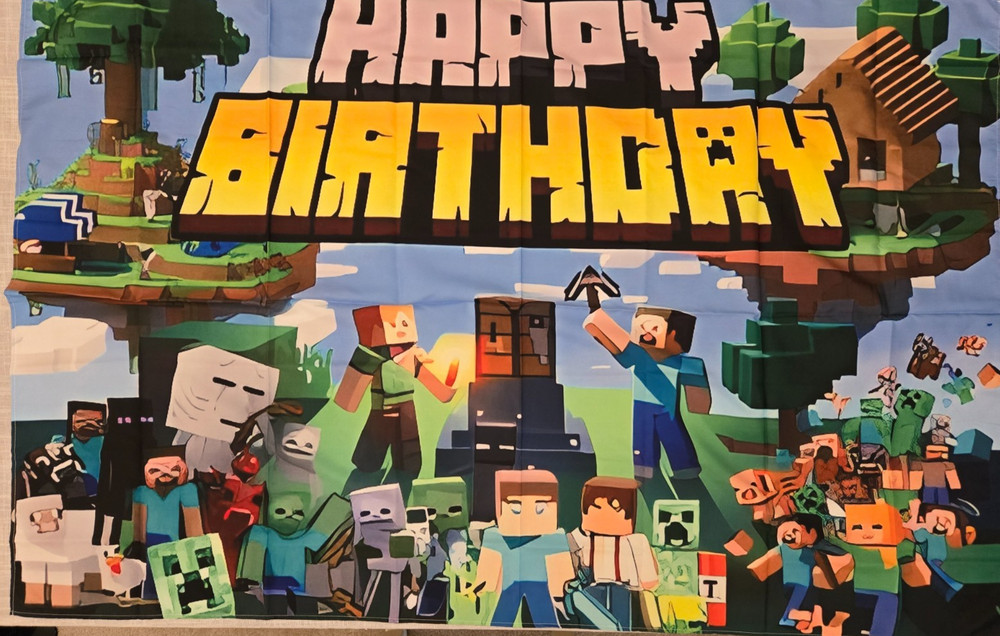 Video Games Minecraft Party Supplies Birthday Decor Backdrop Banner US Seller!