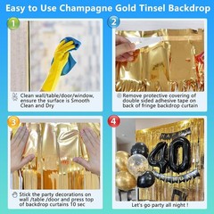 Glamorous Gold Tinsel Party Backdrops 3.3ft x 8.2ft – Perfect for All Occasions
