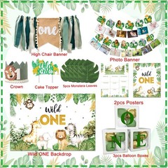 Wild Birthday Decorations,Jungle Safari Animal Theme First Birthday Decoratio…