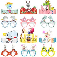 24 Pcs SpongeBob Birthday Party Decoration Set Kids SpongeBob Photo Booth Props
