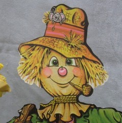 SCARECROW vtg fold-out Thanksgiving Centerpiece 1979 decor Beistle tissue-paper